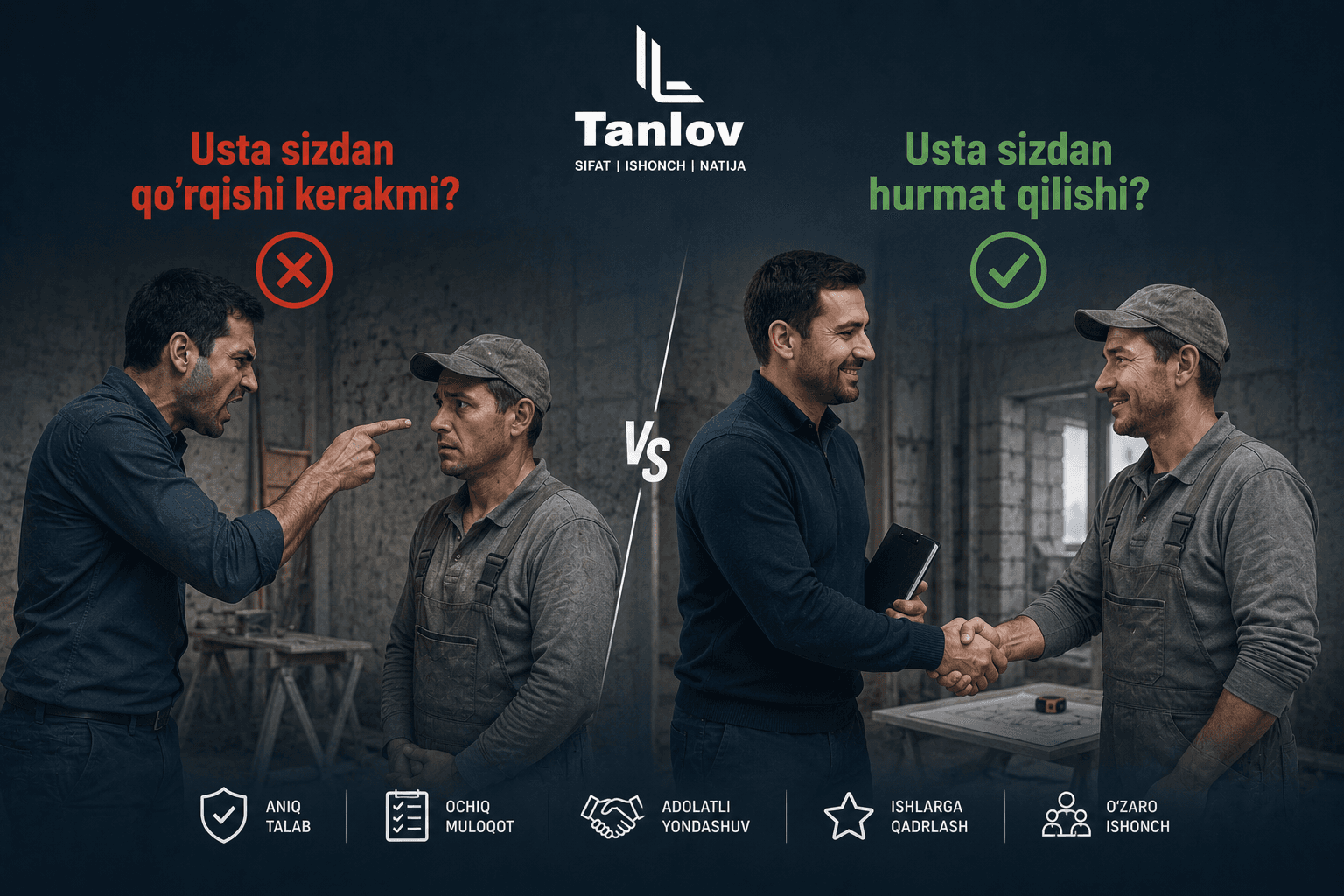 "Usta sizdan qo'rqishi kerakmi yoki hurmat qilishi?"